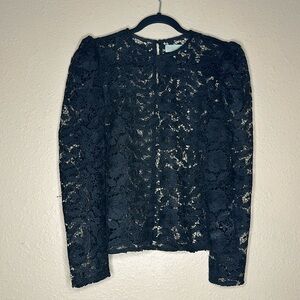 Ryegrass Women's Lace Blouse Size M Black Long Sleeves, New without tag